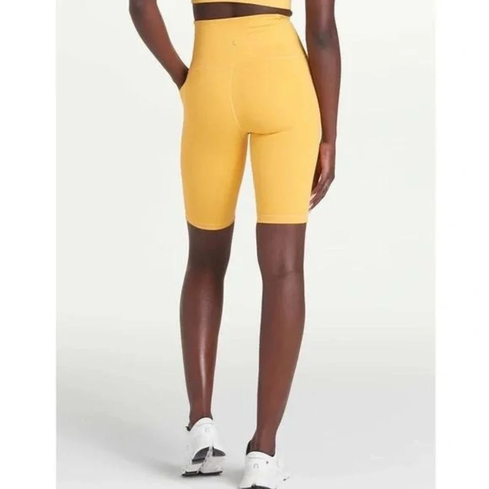 Lole Women Yellow High Waisted Pocketed Bike Shorts Activewear Sz XL - Picture 2 of 12